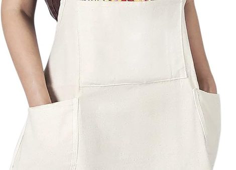 conda 100% Cotton Canvas Professional Bib Apron With 3 Pockets for Women Men Adults,Waterproof,Natural 31inch By 27inch